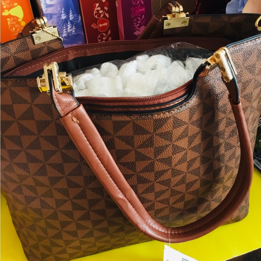 Elegant Brown Designer Tote and Clutch Set